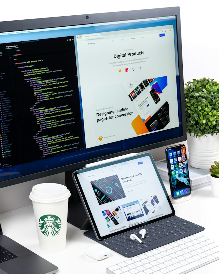Online store displayed on a monitor