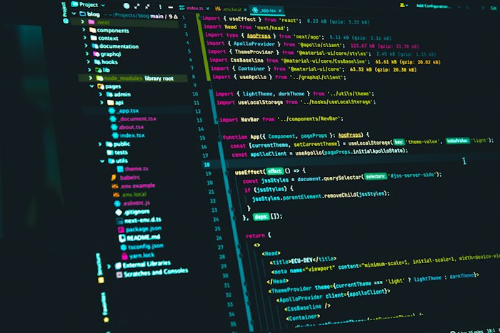 Code editor showing application code